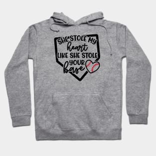 She Stole My Heart Like She Stole Your Base Softball Mom Cute Funny Hoodie